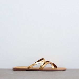 Zara Leather Gold Sandals